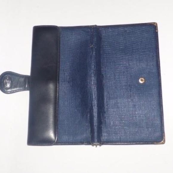 Gucci  Vintage Navy Coated Canvas Leather Checkbook Wallet - Picture 4 of 5